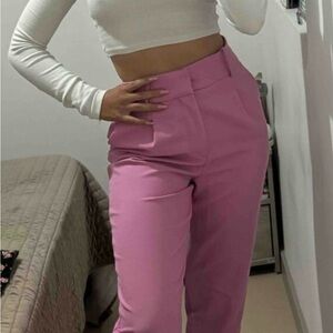 Zara Pink Tailored Trousers Structured Fit